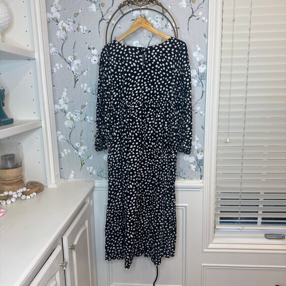 Who What Wear Black and White Polka Dot Boho Dress - Size Large - Picture 6 of 7